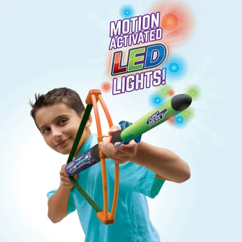 Miniatura 3 de Geospace Pump Rocket Air Archer - Juego de arco y cohete con potencia elástica EZ-Pull (1 lanzador, 3 cohetes y 4 dardos)