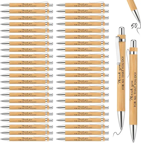 Miniatura 8 de Fuutreo 50 bolígrafos de bambú inspiradores a granel de madera de agradecimiento, regalo para estudiantes, graduación, fiesta, padre, maestro