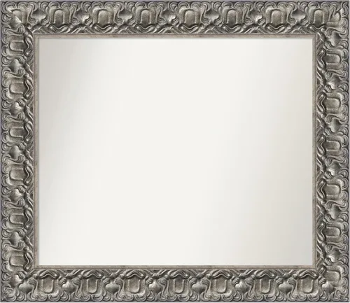 Miniatura 32 de Amanti Art Espejo de baño plateado para sobre fregadero, 26 x 26 pulgadas, espejo cuadrado de níquel pulido, marco de madera tradicional mediano, se