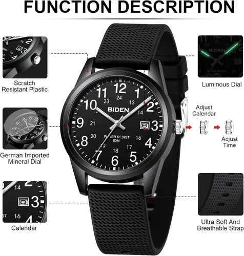 Miniatura 8 de LN LENQIN Relojes para hombre analógicos de cuarzo deportivos unisex, impermeables a 30M, reloj de enfermera para hombres y mujeres, profesionales