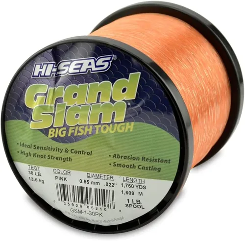 Miniatura 49 de Sedal de Pesca de Monofilamento HI-SEAS Grand Slam - Fuerte y Resistente a la Abrasión en Transparente, Rosa, Verde, Azul Ahumado, Amarillo