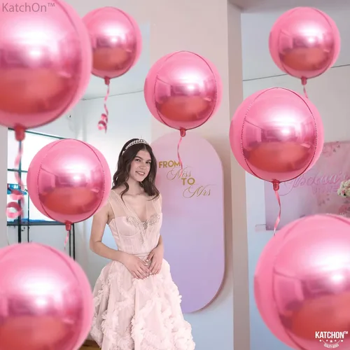 Miniatura 7 de KatchOn, Globos de papel aluminio de color rosa claro, 22 pulgadas, paquete de 6 unidades, globos de Mylar rosa claro para decoraciones de Navidad