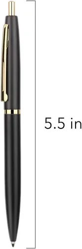 Miniatura 2 de Unibene Paquete de 6 bolígrafos negros y dorados, tinta negra de punta media de 0.039 pulgadas con 6 recambios de acero inoxidable para negocios