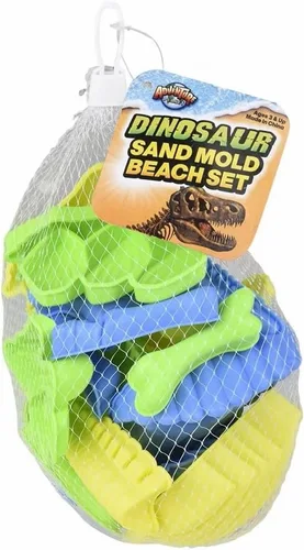 Miniatura 6 de Zugar Land Juego de moldes de arena fósil de dinosaurio (3 dinosaurios amarillo, verde y azul) de plástico. 22 piezas. Kit de Paelontólogo Joven
