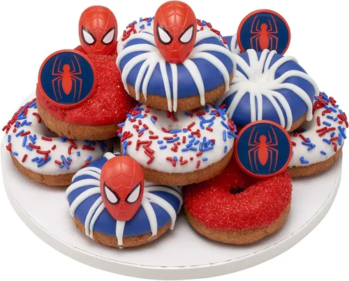 Miniatura 6 de DecoPac Marvel's Spider-Man™ - Anillos de araña y máscara, decoraciones de cupcakes de Spider-Man™, adornos para pasteles rojos y azules seguros