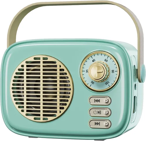 Altavoz Bluetooth Retro, decoración vintage, mini altavoz Bluetooth inalámbrico, regalos para niñas adolescentes mujeres, lindo estilo antiguo Azul