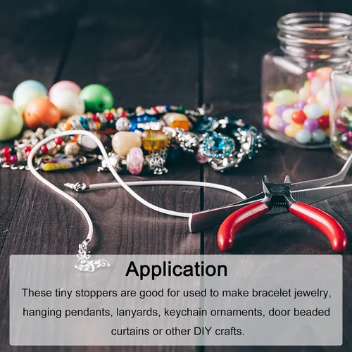 Miniatura 4 de uxcell 1000 cuentas redondas de engarzado, cuentas espaciadoras de extremo de crimpado de 0.079 pulgadas, pequeños topes para hacer pulseras y Oro