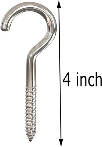 Miniatura 2 de Axe Sickle Gancho de tornillo grande resistente de 4 pulgadas Gancho de techo Gancho de taza de plata 10 piezas