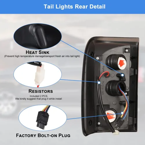 Miniatura 6 de Nixon Offroad Luces Traseras para Ford Ranger 2001 2002 2003 2004 2005, Faros Traseros LED, Ensamble de Luces Traseras de Coche, Reemplazo 1 Par