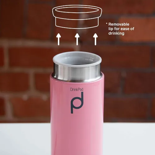 Miniatura 6 de Drinkpod Grunwerg HCF-200P - Frasco de cápsula aislada al vacío, acero inoxidable, rosa, 6.8 fl oz