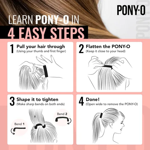 Miniatura 4 de 2 coletas flexibles PONY-O extra grandes, soportes para cola de caballo: para cabello muy grueso o pesado, seguro, cómodo y no dañino accesorios