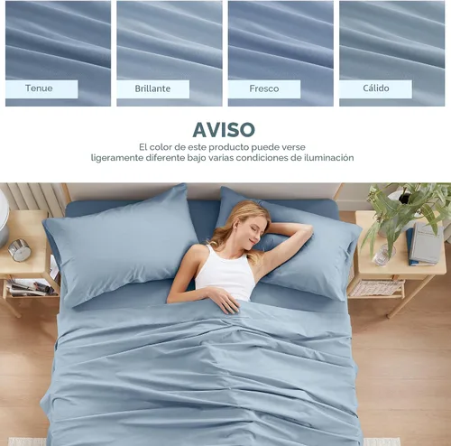 Miniatura 8 de Comfort Spaces Juego de sábanas 100% algodón transpirable, ligero, suave, con bolsillo elástico de 12 pulgadas que se adapta a colchones de hasta 14