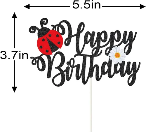 Miniatura 2 de Decoración para tarta de cumpleaños de mariquita y margarita, suministros de fiesta de cumpleaños con temática de mariquita, decoración de fiesta