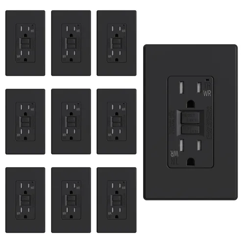 Miniatura 23 de ELEGRP Salida GFCI para Exteriores, Receptáculo GFI Eléctrico de Autoprueba de 15 Amperios con Diseño Más Delgado, Receptáculo GFCI Resistente a