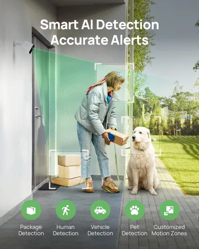 Miniatura 7 de Anona Cámaras de seguridad solar 4K inalámbricas para exteriores, alimentación permanente con panel solar, visión nocturna a color de 8 MP