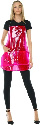 Colortrak Nothing to Hide, delantal de estilista transparente, talla única, cadenas ajustables, químico e impermeable, vinilo Pinky Promise.
