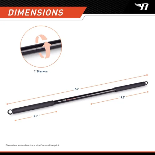 Miniatura 2 de BIONIC BODY Barra recta de entrenamiento de resistencia ligera de 36 pulgadas - Se adapta a todas las bandas de resistencia/accesorios