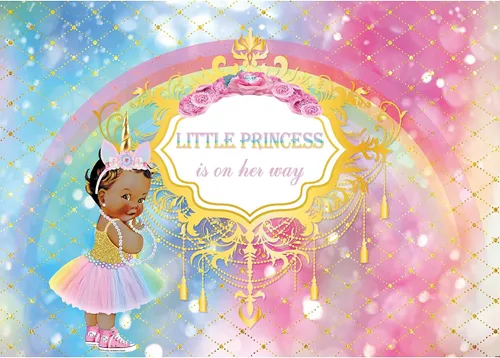 Miniatura 13 de Fondo de vinilo fino de 7 x 5 pies para baby shower, niña, baby shower, fiesta, decoración de telón de fondo de color arco iris, cuadrículas SK0518