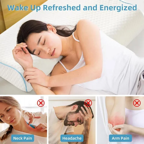 Miniatura 2 de Almohada de espuma viscoelástica arqueada para adultos con orificio para el brazo - Núcleo de espuma viscoelástica 3D arqueada, almohada de rebote