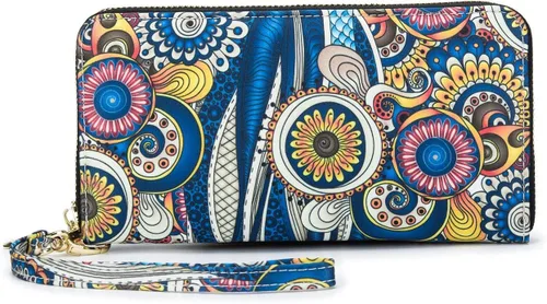 Miniatura 197 de Cartera de mano para mujer, estilo bohemio, con RFID, elegante, espaciosa con correa para viajes, capacidad para tarjetas, teléfono, dinero