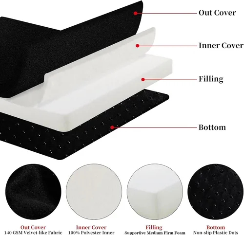 Miniatura 6 de HOMBYS Cojines de espuma para sillas reclinables para ancianos, almohadillas de silla de 4 pulgadas de grosor con soporte de respaldo para silla