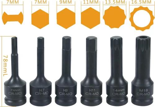 Miniatura 3 de Juego de 12 piezas de pinza de freno de impacto especial de 1/2 pulgada de llave de vaso cuadrada Kit de herramientas de freno compatible