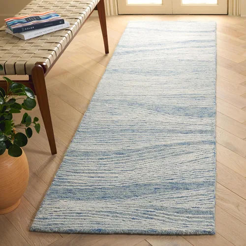Miniatura 42 de SAFAVIEH Metro Collection - Alfombra decorativa de 2 x 3 pies, azul y marfil, diseño transicional, ideal para áreas de alto tráfico en pasillo, baño