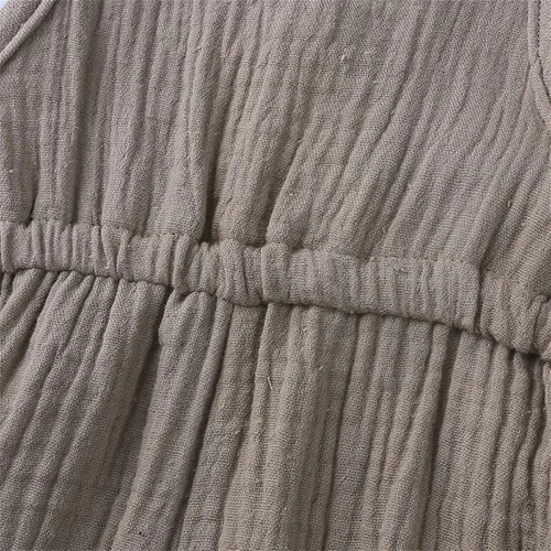 Miniatura 6 de Mameluco de lino y algodón para bebé niña con lazo de encaje, 1 pieza, ropa para bebé (verde, 6-12 meses)