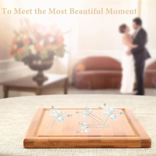 Miniatura 5 de REDANHA 4 horquillas de pelo de perlas para mujeres y niñas para peinados de boda, incluyendo 2 estilos más grandes y 2 estilos más pequeños