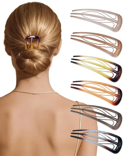 6 horquillas francesas para mujer, tenedores en forma de U para moño, moños, rizos franceses, fijación fuerte, 3 dientes internos, palillos para el