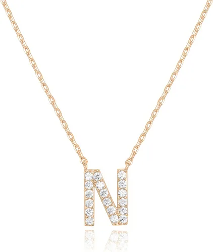 Miniatura 91 de PAVOI 14K White Gold Plated Cubic Zirconia Initial Necklace Letter Dainty Necklaces for Women