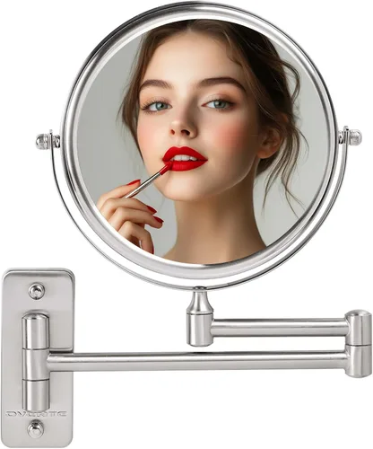 Miniatura 15 de OVENTE Espejo de maquillaje montado en la pared de 7 pulgadas con aumento 1X/10X, espejo redondo de tocador de baño de doble cara, diseño giratorio