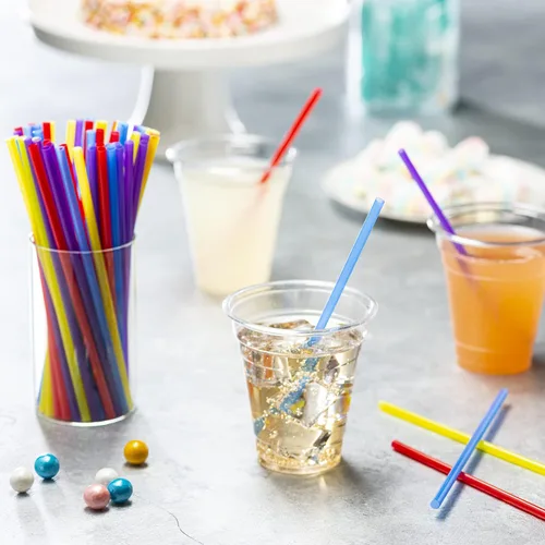 Miniatura 5 de Paquete de 250 popotes desechables de plástico para beber, 7.75 pulgadas de alto, varios
