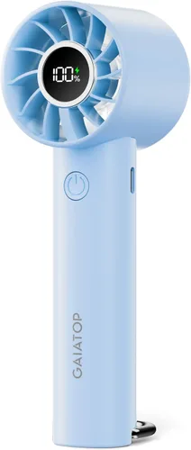 Miniatura 11 de Gaiatop Ventilador Mini Portátil, Ventiladores de Mano de 3 Velocidades con Pantalla de Energía y Linterna, Batería Recargable USB, Enfriamiento