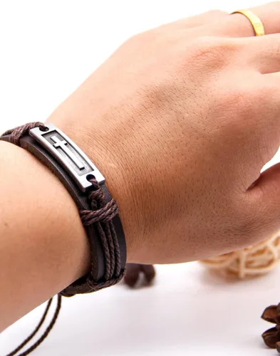 Miniatura 5 de LNKRE JEWELRY Pulsera cruzada de cuero de moda religiosa cristiana ajustable