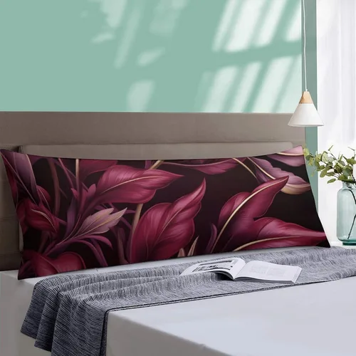Miniatura 4 de Elegant Leaves - Funda de almohada de poliéster (20 x 54 pulgadas), color burdeos