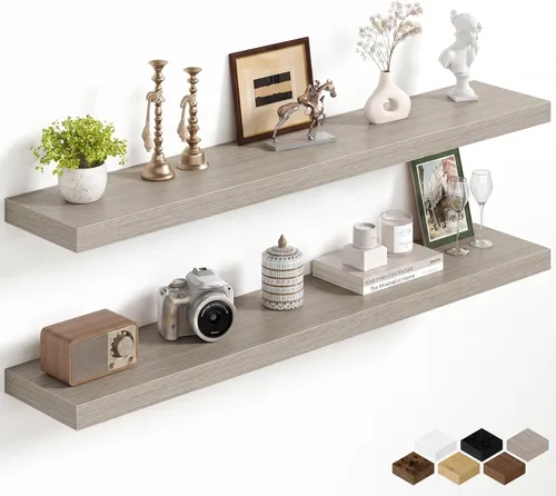 Miniatura 39 de Fun Memories Estantes flotantes de 16 pulgadas para pared, estantes de 8 pulgadas de profundidad para baño, dormitorio, cocina, montaje en pared