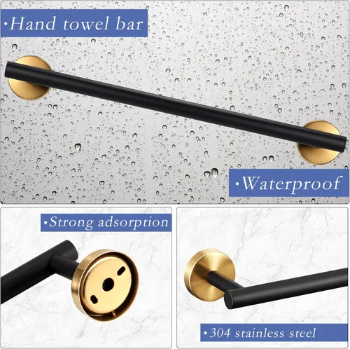 Miniatura 3 de Juego de 10 piezas de accesorios de baño mate SUS304 Juego de colgadores de baño de 16 pulgadas, soporte para toallas de mano, soporte para papel
