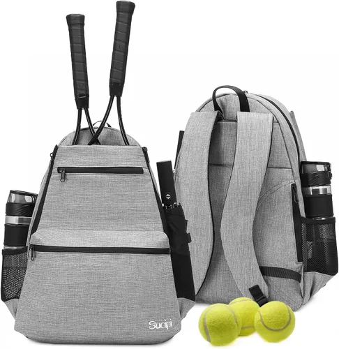 Miniatura 9 de Sucipi Bolsa de Tenis Profesional Mochila de Tenis para Hombres y Mujeres Bolsas de Raqueta con Capacidad para 2 Raquetas con Compartimento