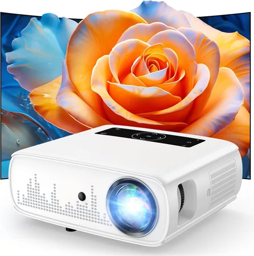 GROVIEW Proyector, 15000lux 490ANSI nativo 1080P WiFi Bluetooth proyector, proyector de video de 300 pulgadas, compatible con 4K y zoom, Blanco