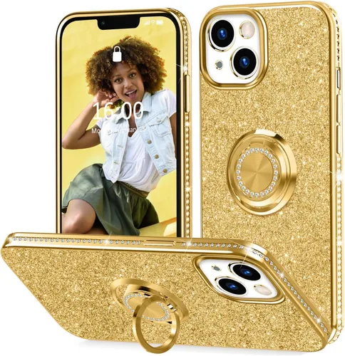 Thomo Funda compatible con iPhone 13 con purpurina de 6.1 pulgadas, [Soporte brillante] [Parte trasera con protección de cámara] Funda para teléfono