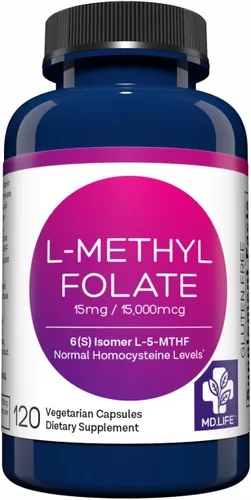 Miniatura 10 de MD. Life L-metilfolato de 15 mg - Suplemento de folato activo - Suplemento de máxima resistencia diseñado por el médico 5 Mthf L-metilfolato 15 mg