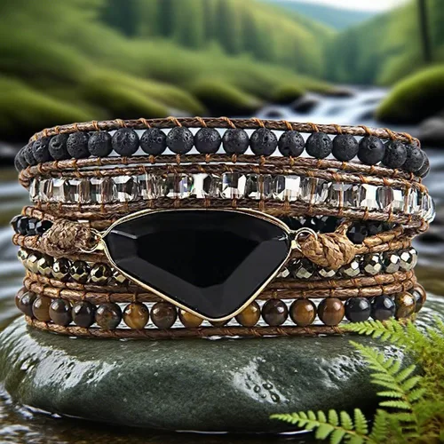 Miniatura 44 de ZOSOJONA - Pulseras bohemias hechas a mano de piedra natural, que dan vuelta, con cuentas de cristal de turquesa