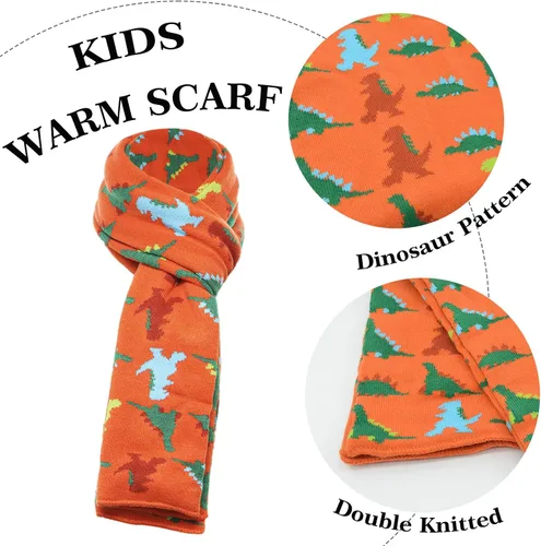 Miniatura 4 de Conjunto de 3 piezas de gorro de invierno para niños, bufanda y dinosaurio, pompón, gorro de punto, cálido