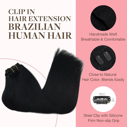 Miniatura 3 de GOO GOO - Extensiones de cabello humano natural y real con clip para mujer, extensiones de cabello Remy, 12 pulgadas, 3 onzas (85 g), 7
