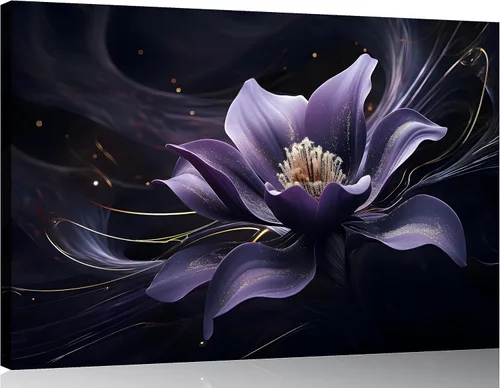 Miniatura 39 de TutuBeer 1 Panel Arte de Pared con Imagen Púrpura Arte de Pared en Lienzo Púrpura Abstracto Color Ciruela Impresión de Flores en Lienzo Pintura