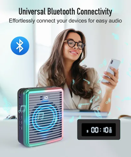 Miniatura 7 de SHIDU Amplificador de voz inalámbrico de 30 W con micrófono Lavalier, amplificador de voz Bluetooth para profesores, amplificador de voz portátil