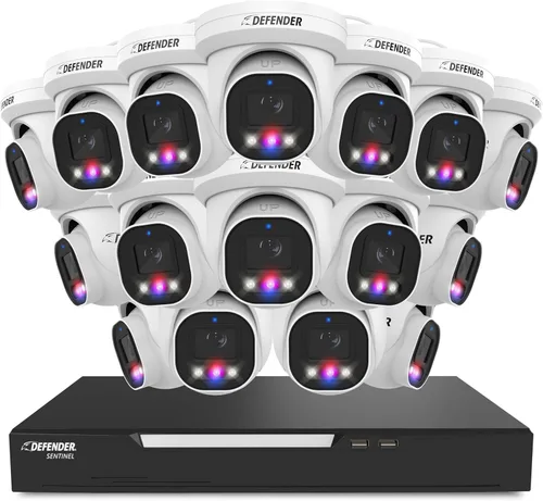 Miniatura 11 de Defender Sistema de cámara de seguridad Sentinel Pro Turret 8CH NVR PoE, 4 cámaras de torreta de metal, gran angular de 109°, clasificación IP66