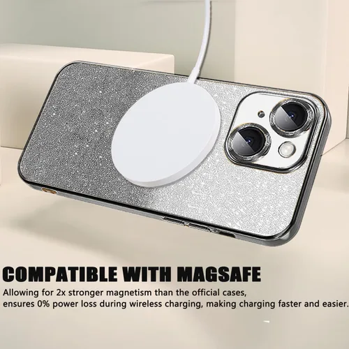 Miniatura 220 de Misscase Funda magnética con purpurina para iPhone 11 compatible con MagSafe, protección completa, delgada, a prueba de golpes, antiarañazos