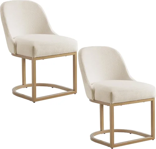 Miniatura 14 de Leick Home 10133PW/OL Taburete de bar con base de metal, juego de 2, para encimeras de cocina elevadas, mesas altas y bares, asiento moderno de lino